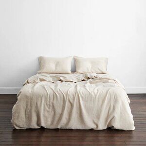 King BedThreads Oatmeal Linen Duvet Cover